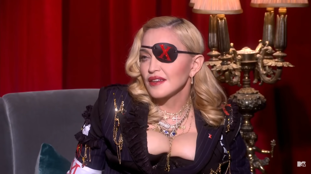 Madonna in the eye patch and costume of her Madame X Tour