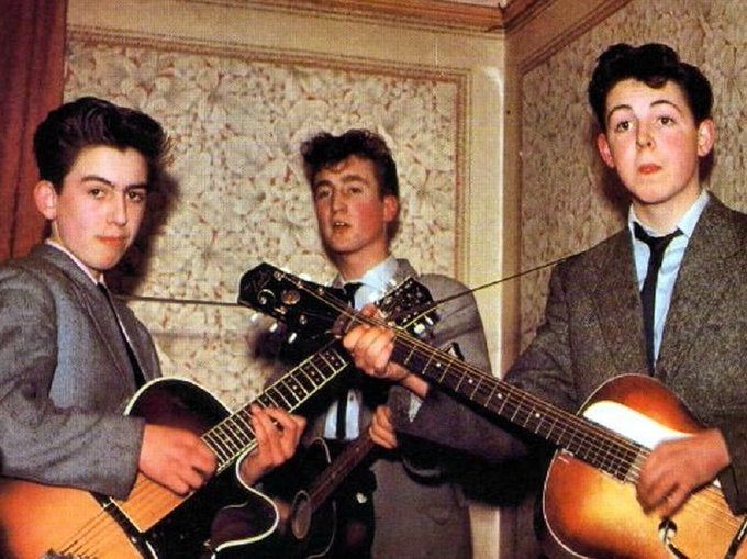 The Quarrymen the first group of John Lennon, Paul McCartney and George Harrison in 1957, before they became The Beatles
